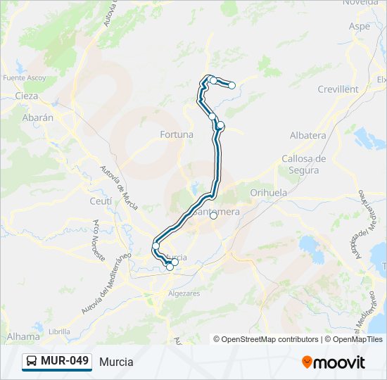 Mapa de MUR-049 de autobús