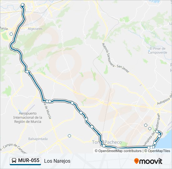 Mapa de MUR-055 de autobús