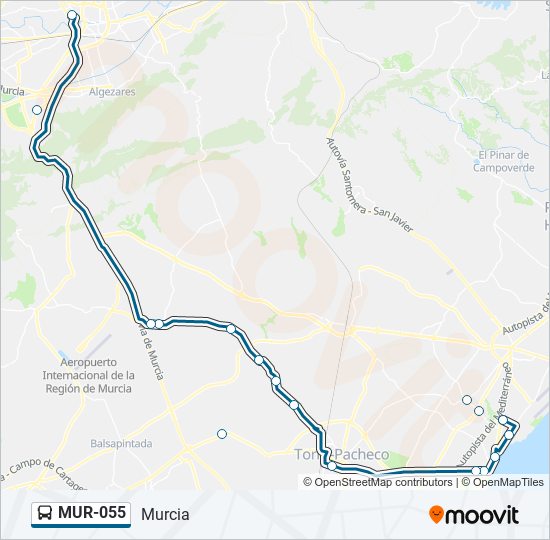 MUR-055 bus Line Map