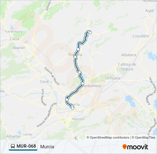 Mapa de MUR-068 de autobús