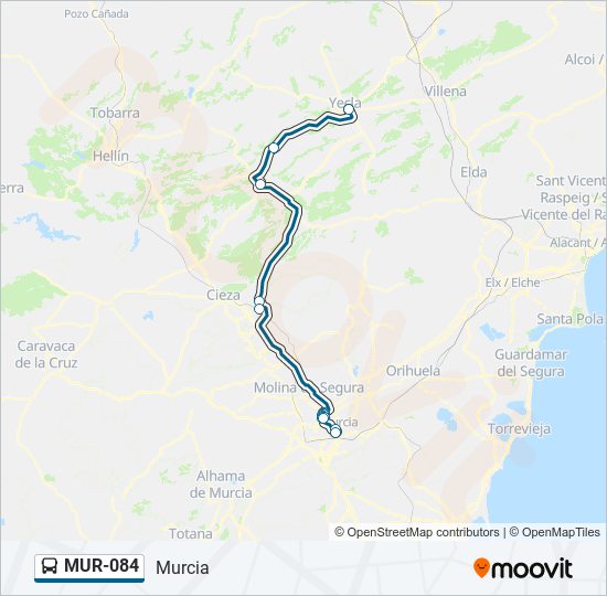 Mapa de MUR-084 de autobús