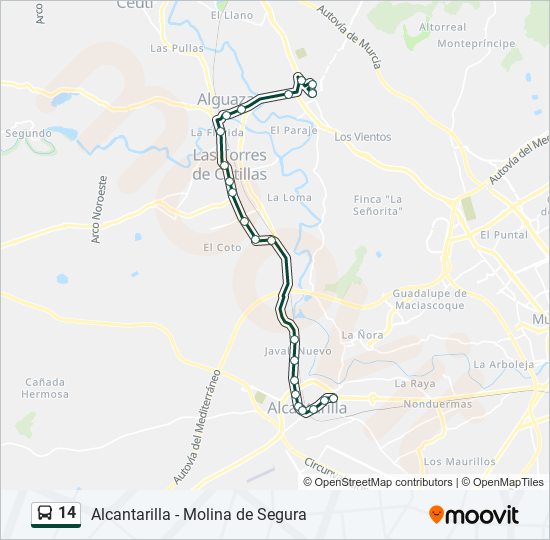 Mapa de 14 de autobús