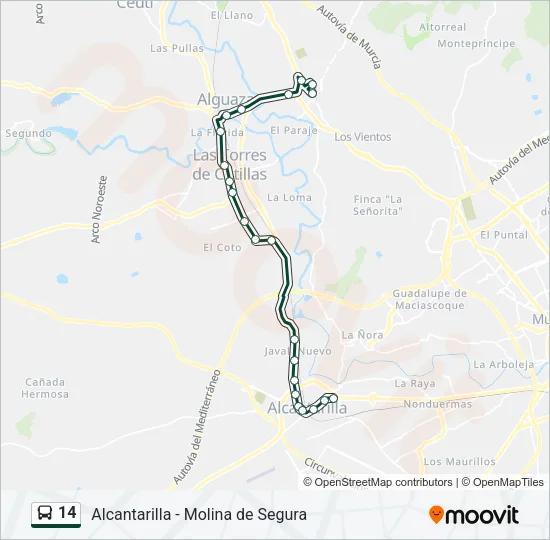 14 Bus Line Map