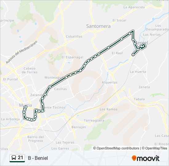 Mapa de 21 de autobús