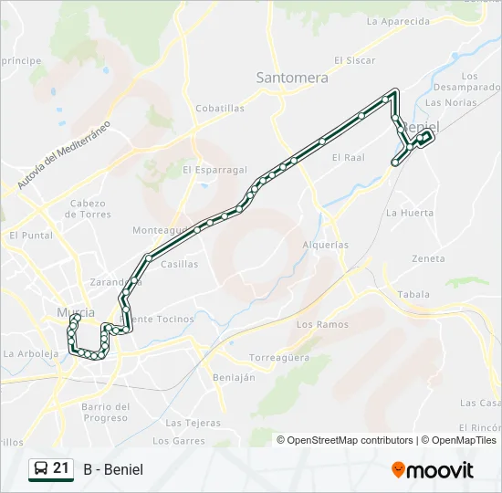 21 Bus Line Map