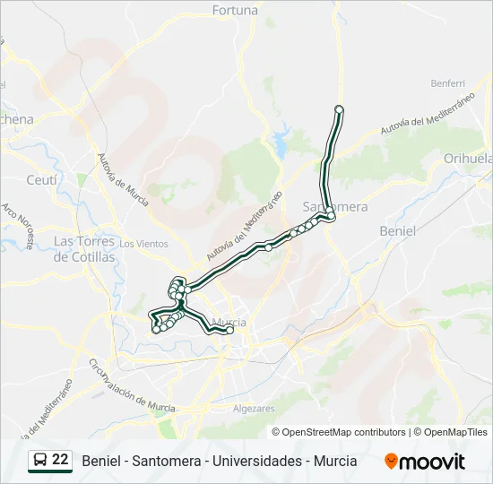 22 Bus Line Map