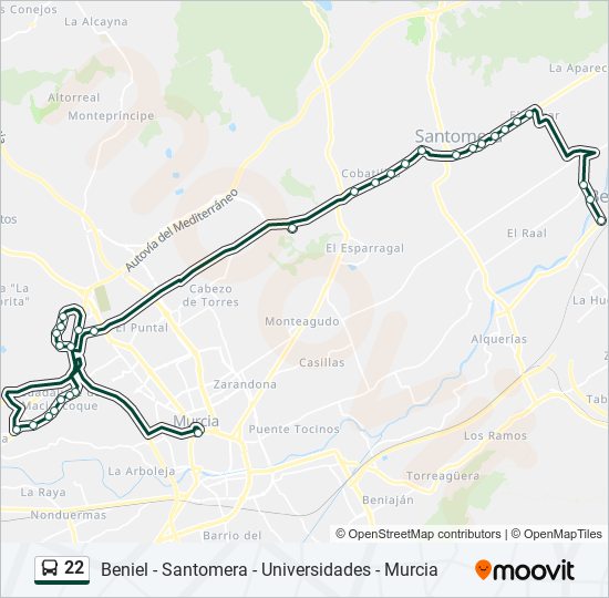 22 bus Line Map