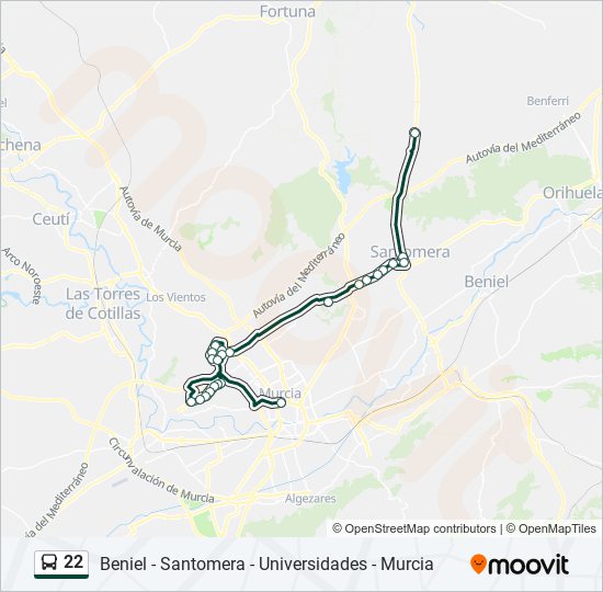 Mapa de 22 de autobús