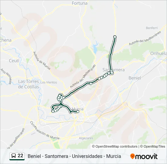 22 Bus Line Map