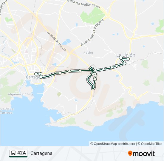 Mapa de 42A de autobús