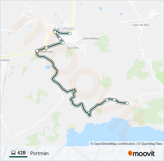 Mapa de 42B de autobús