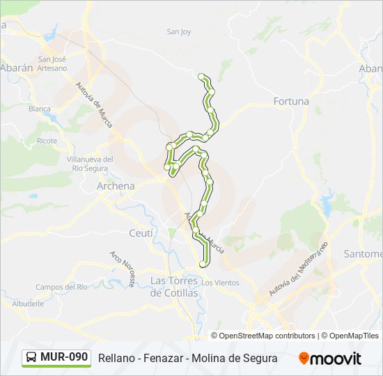 Mapa de MUR-090 de autobús