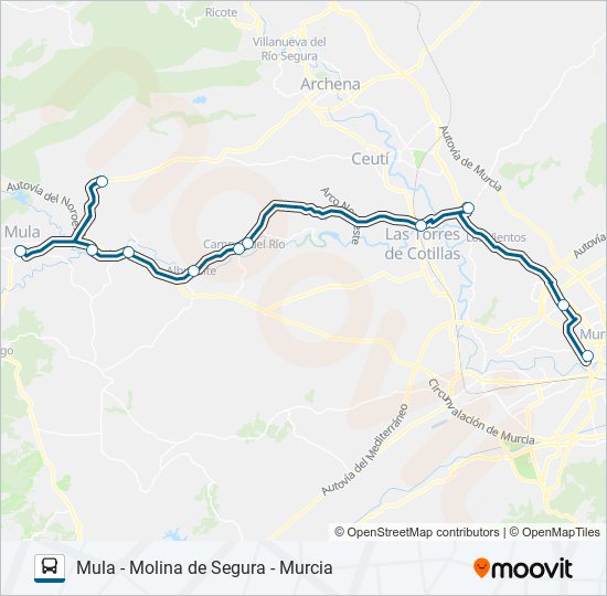 Mapa de MUR-025-3 de autobús