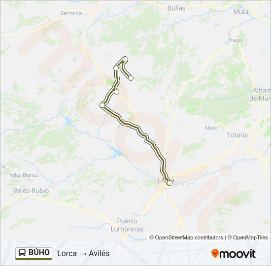 Mapa de BÚHO de autobús