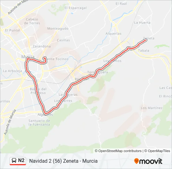 N2 Bus Line Map