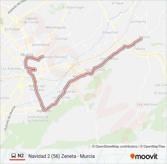 N2 Bus Line Map