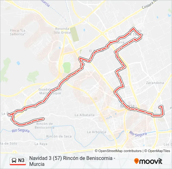 N3 Bus Line Map