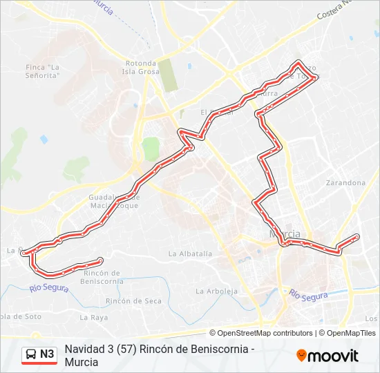 N3 Bus Line Map