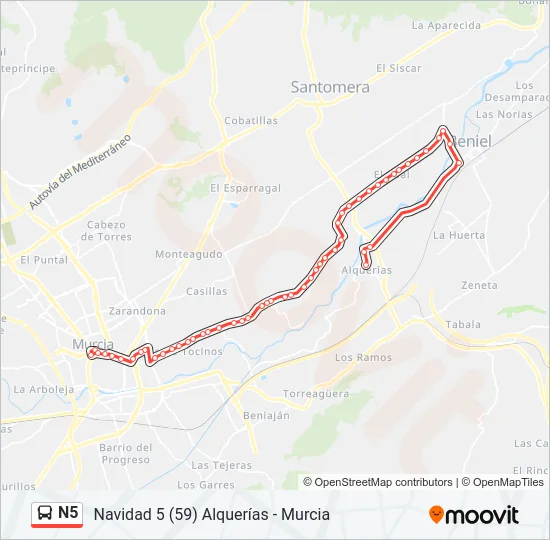 N5 Bus Line Map