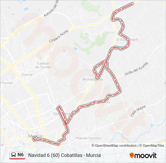 N6 Bus Line Map