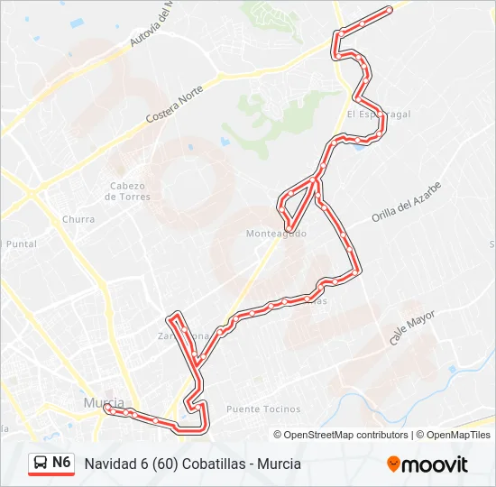 N6 Bus Line Map