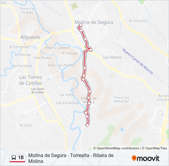 1B bus Line Map