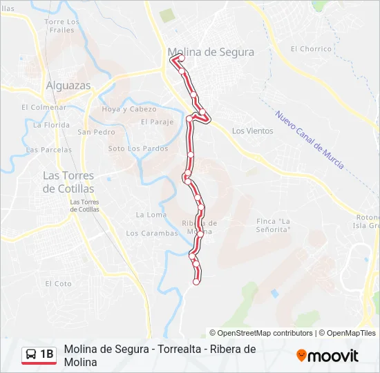 1B Bus Line Map