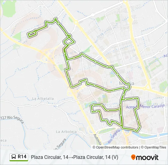 R14 Bus Line Map