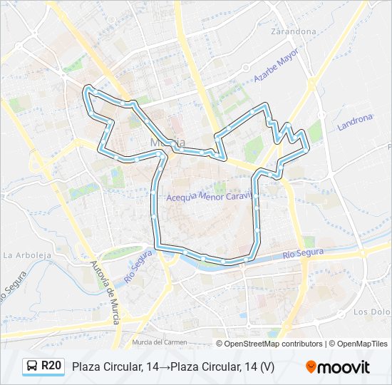 Mapa de R20 de autobús