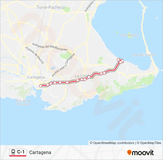 C-1 tren Mapa de línia