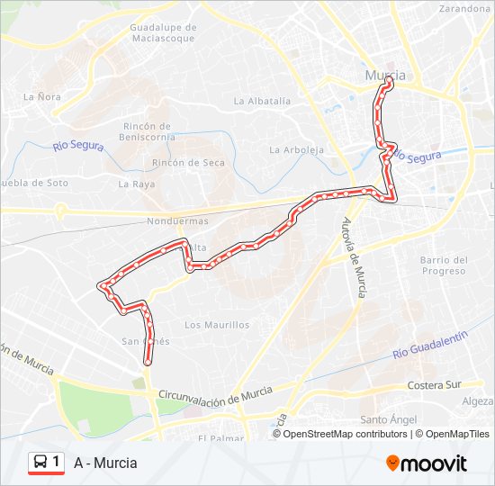 Mapa de 1 de autobús