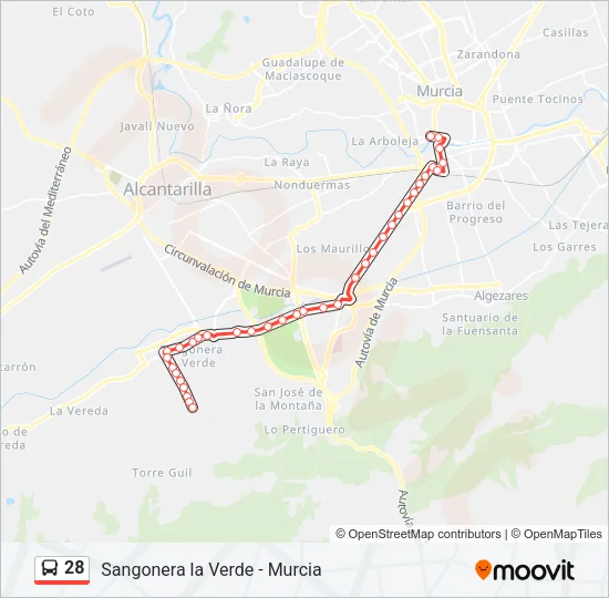 28 Bus Line Map