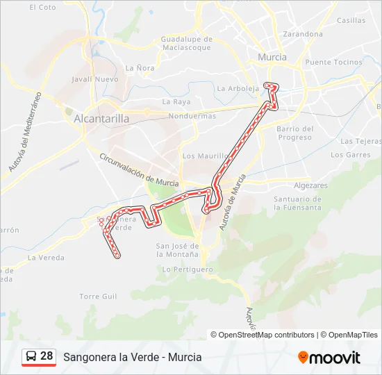 28 Bus Line Map
