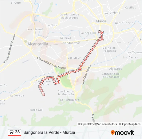 28 Bus Line Map