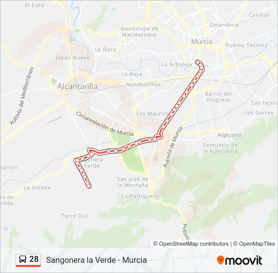 28 Bus Line Map
