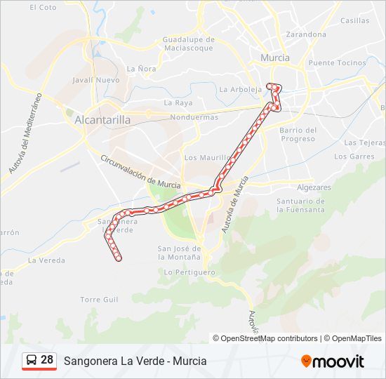 28 bus Mapa de línia