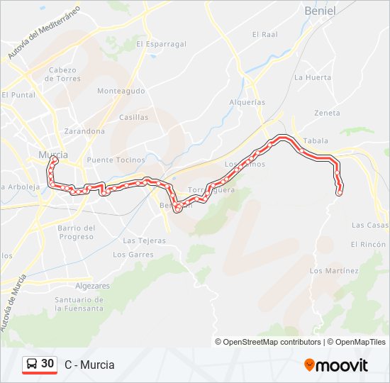 30 bus Mapa de línia