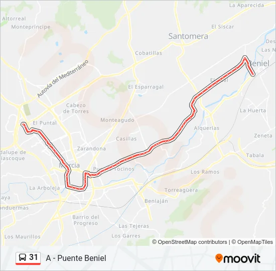 31 Bus Line Map