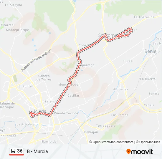 36 Bus Line Map