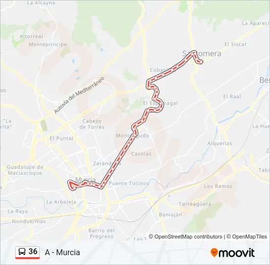 36 Bus Line Map