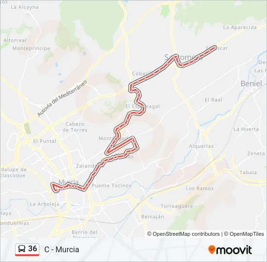 36 Bus Line Map