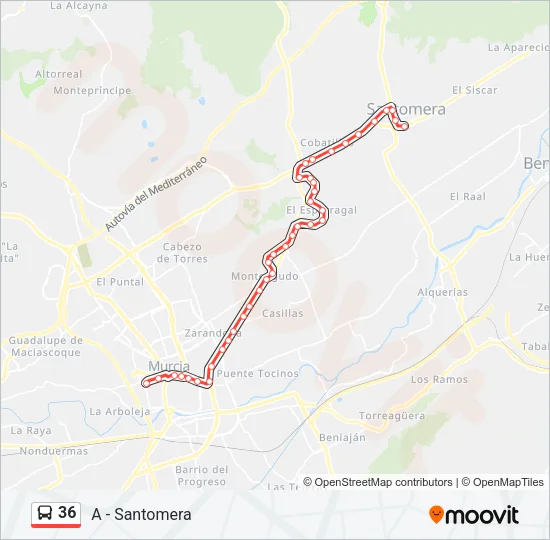 36 Bus Line Map