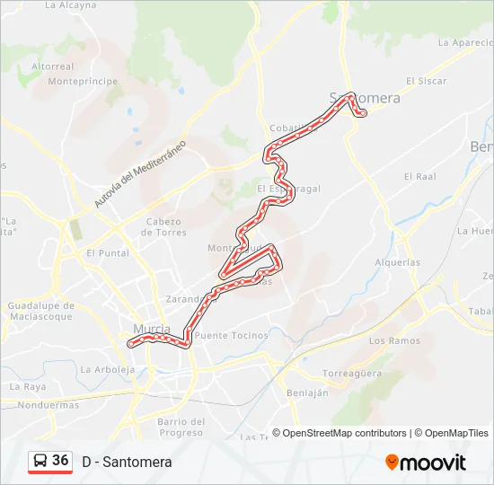 36 Bus Line Map