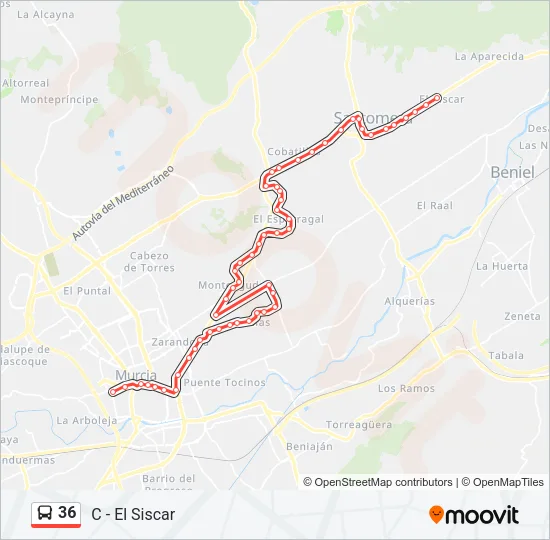 36 Bus Line Map