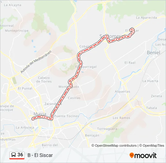 36 Bus Line Map
