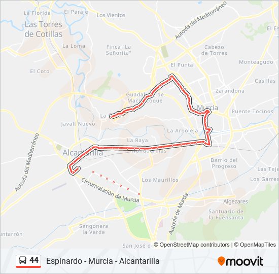 Mapa de 44 de autobús