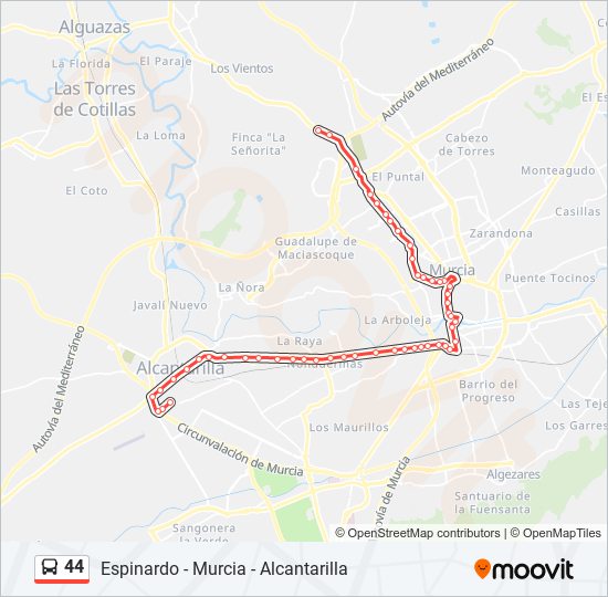 Mapa de 44 de autobús