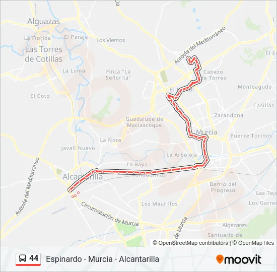 44 Bus Line Map