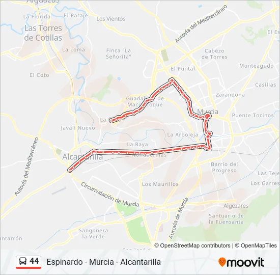 44 Bus Line Map
