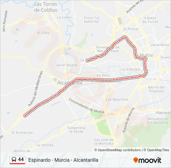 44 Bus Line Map